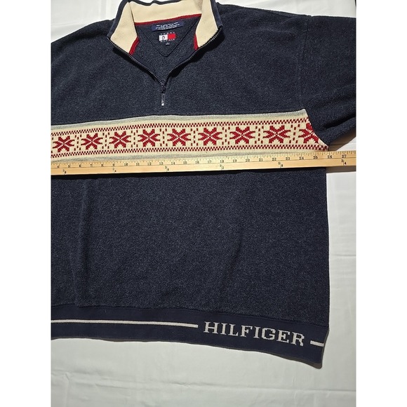 Y2k 90s Tommy Hilfiger Sweater Mens Large Blue Vintage Snow Christmas Pullover - Picture 7 of 8